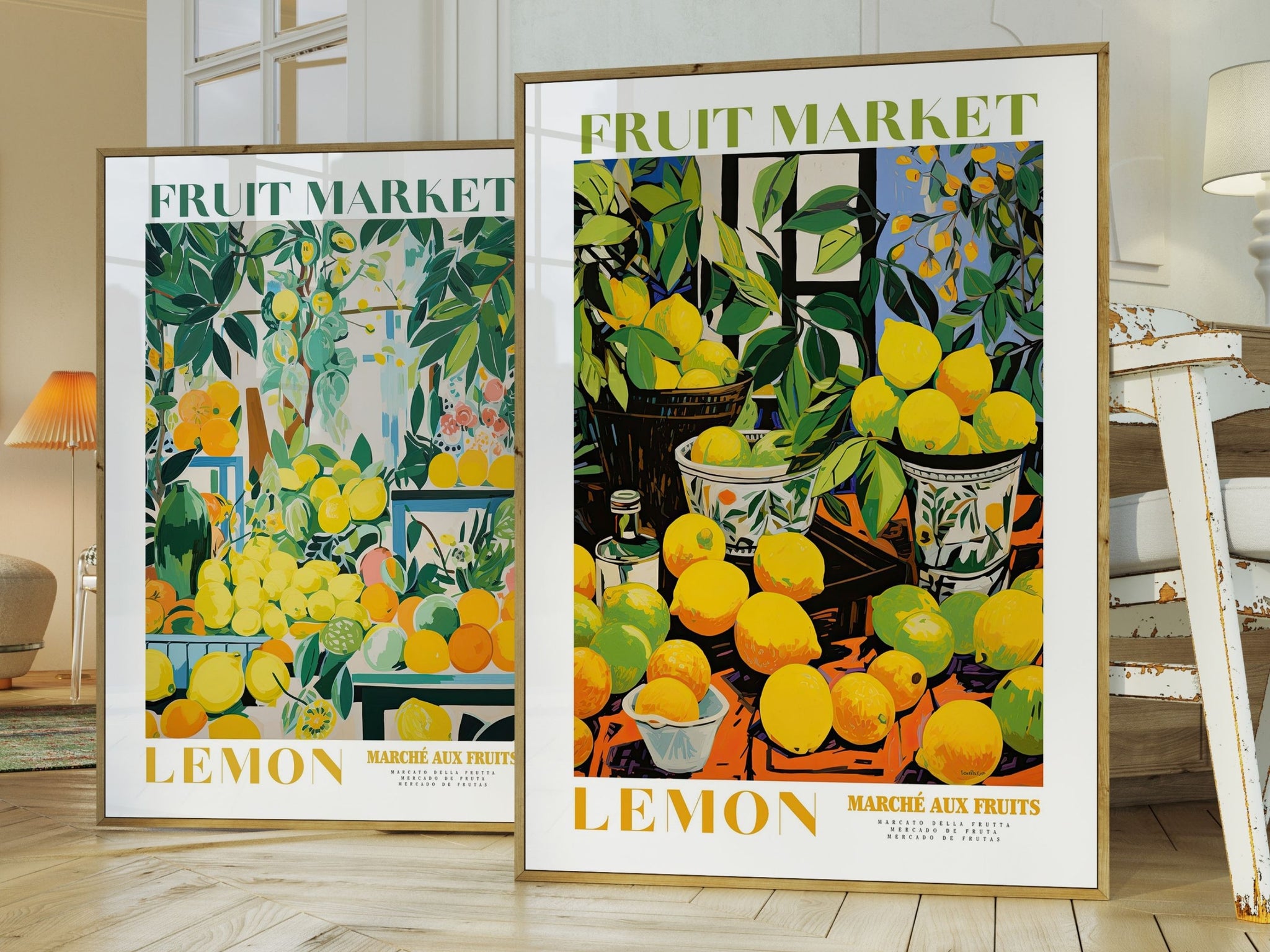 Lemon Fruit Market, Vintage Fruit Art, Fruit Market Poster, Lemon Poster, Yellow Wall Art, Colorful Wall Art, Fruit Print, Trendy Poster