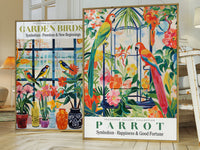 Tropical Parrot Wall Art, parrot painting, Red Wall Decor, colorful parrots, bird wall art, bird art print, bird art, animal wall art