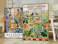 Bird Wall Art, retro poster, botanical flower print, modern floral poster, modern home decor, floral illustration, print bird painting