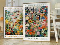 Positano blomstermarked plakat