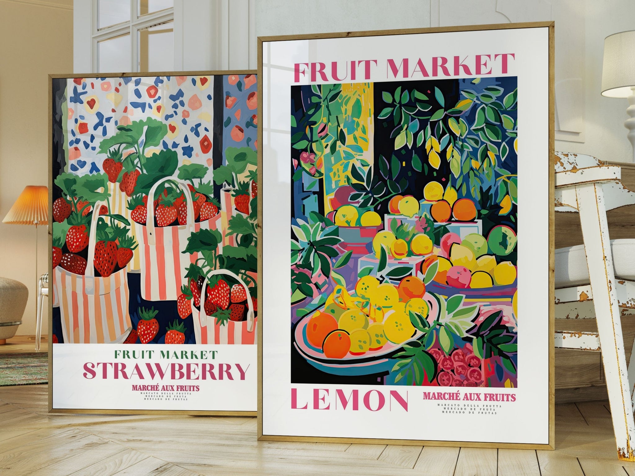 Strawberry Fruit Market, Vintage Fruit Art, Fruit Market Poster, Strawberry Poster, Red Print, Colorful Wall Art, Fruit Print, Trendy Poster