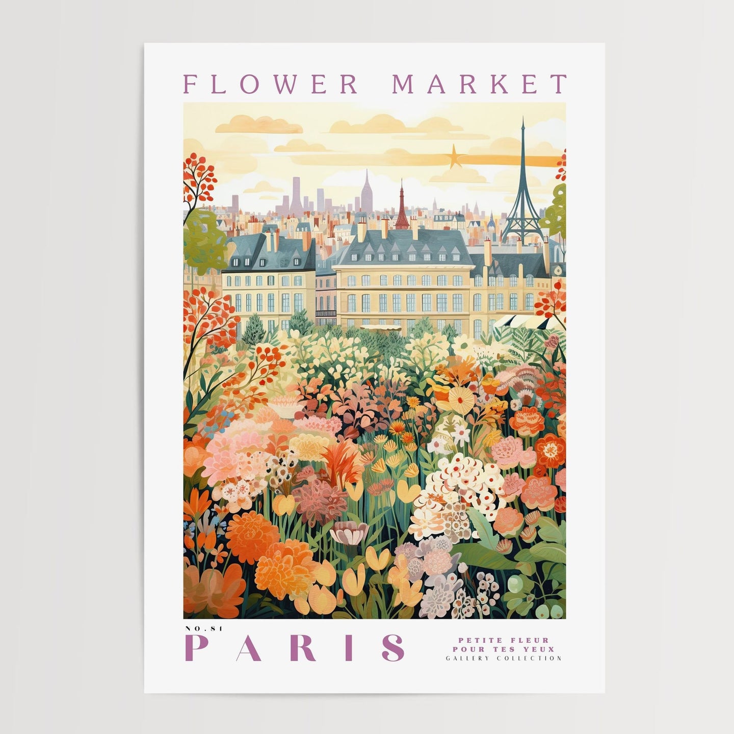 Plakat med blomstermarked i Paris