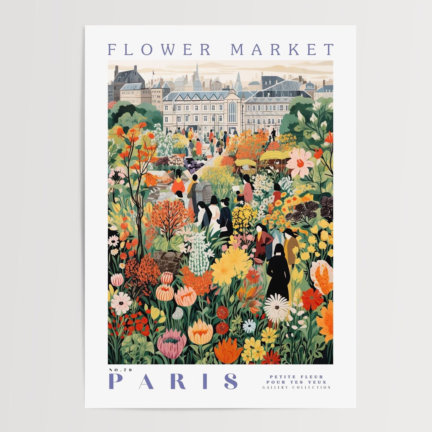 Plakat med blomstermarked i Paris