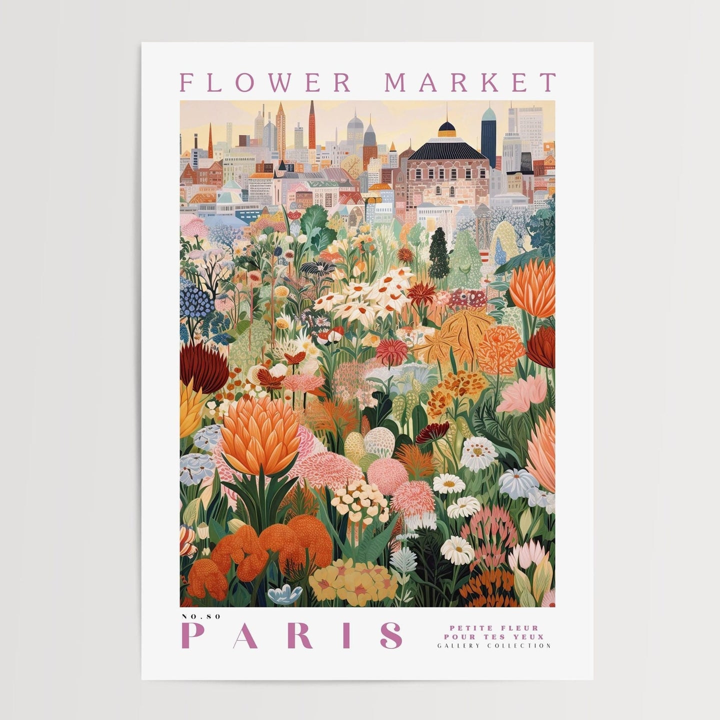 Plakat med blomstermarked i Paris