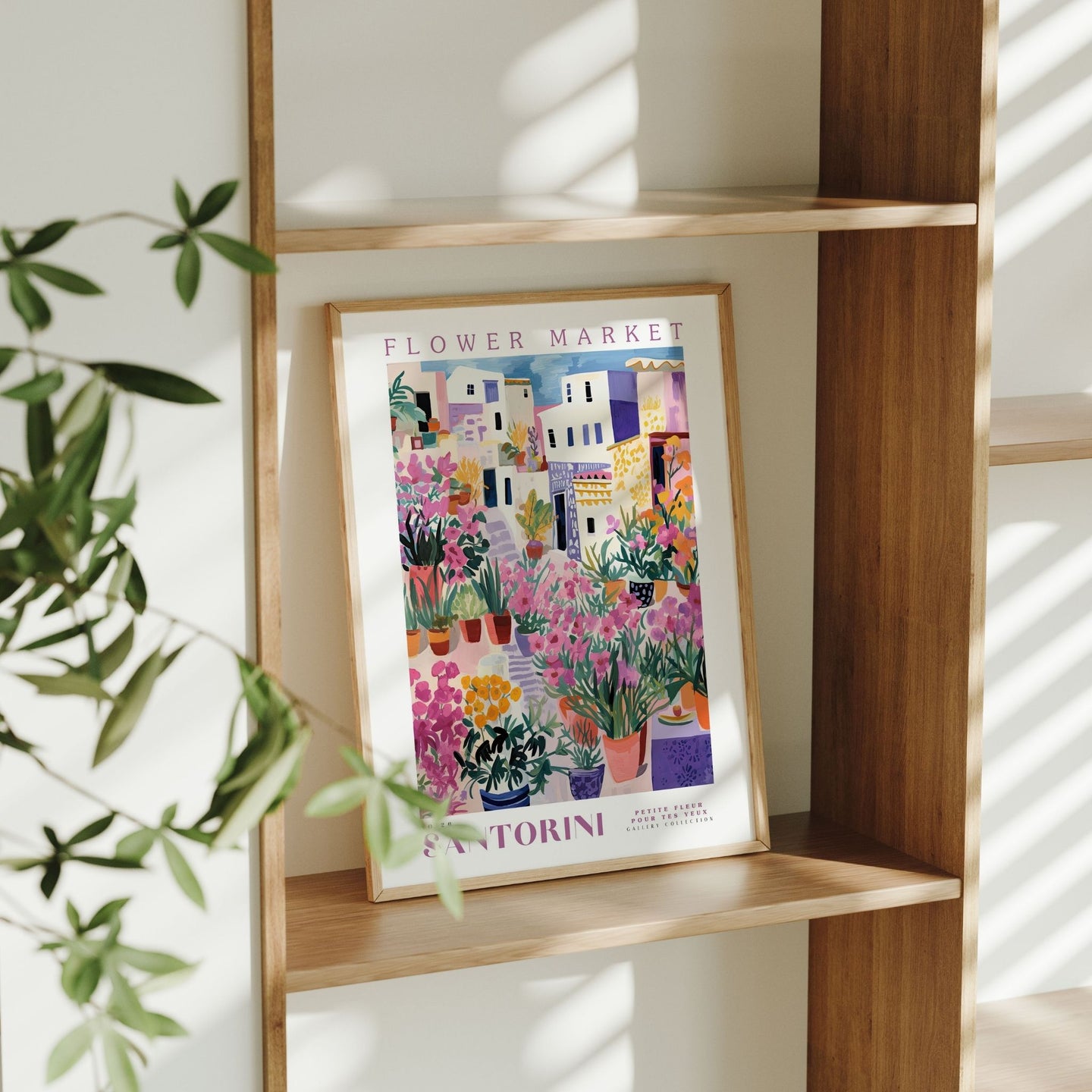 Santorini Flower Market Poster