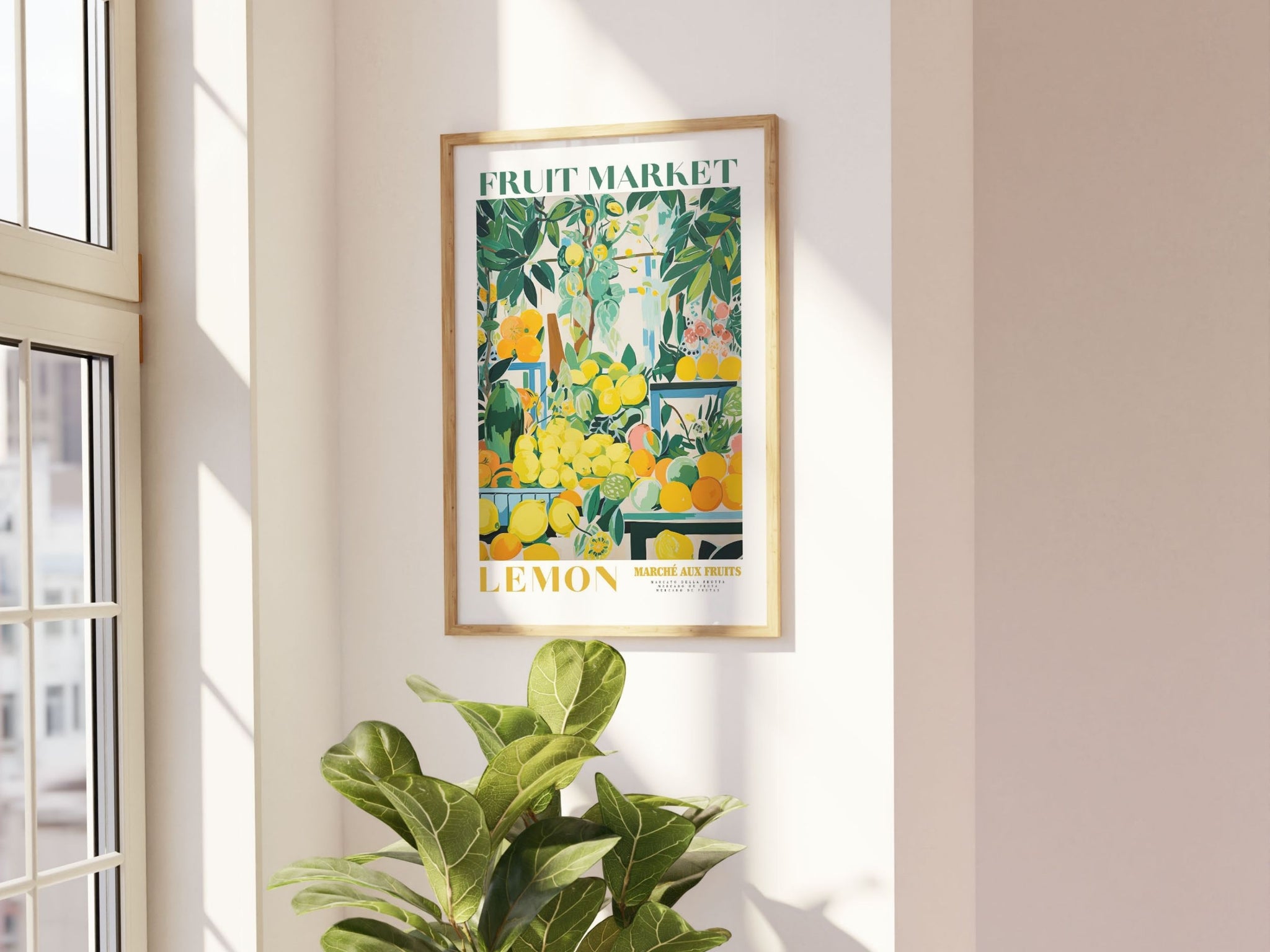 Lemon Fruit Market, Vintage Fruit Art, Fruit Market Poster, Lemon Poster, Yellow Wall Art, Colorful Wall Art, Fruit Print, Trendy Poster