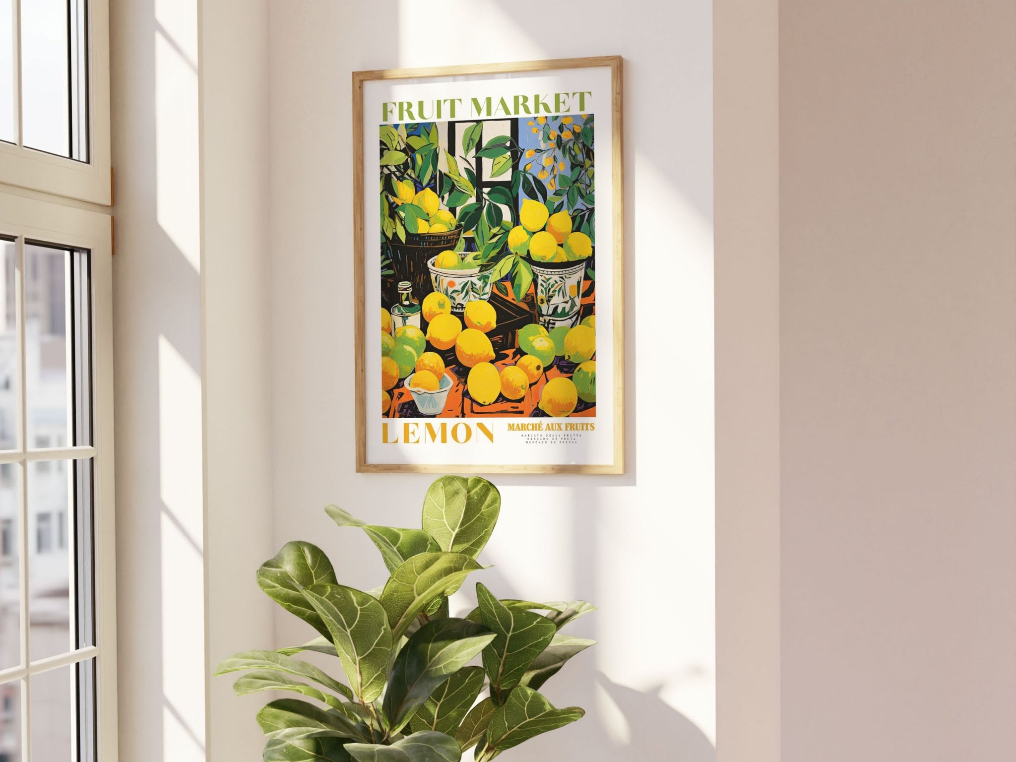 Lemon Fruit Market, Vintage Fruit Art, Fruit Market Poster, Lemon Poster, Yellow Wall Art, Colorful Wall Art, Fruit Print, Trendy Poster