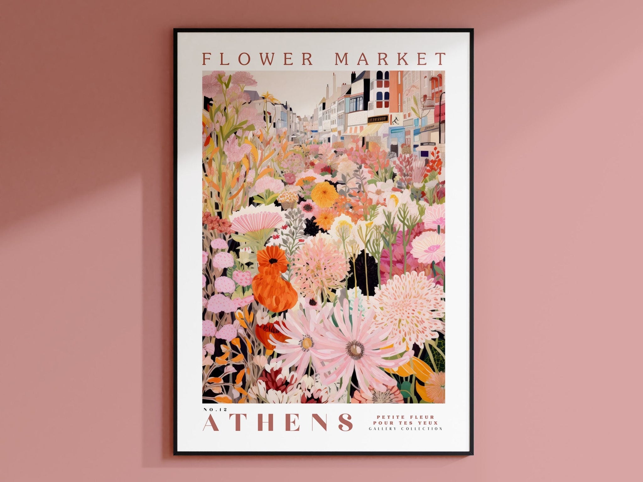 Athens Flower Market Poster Pink