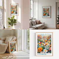 a living room filled with furniture and flowers