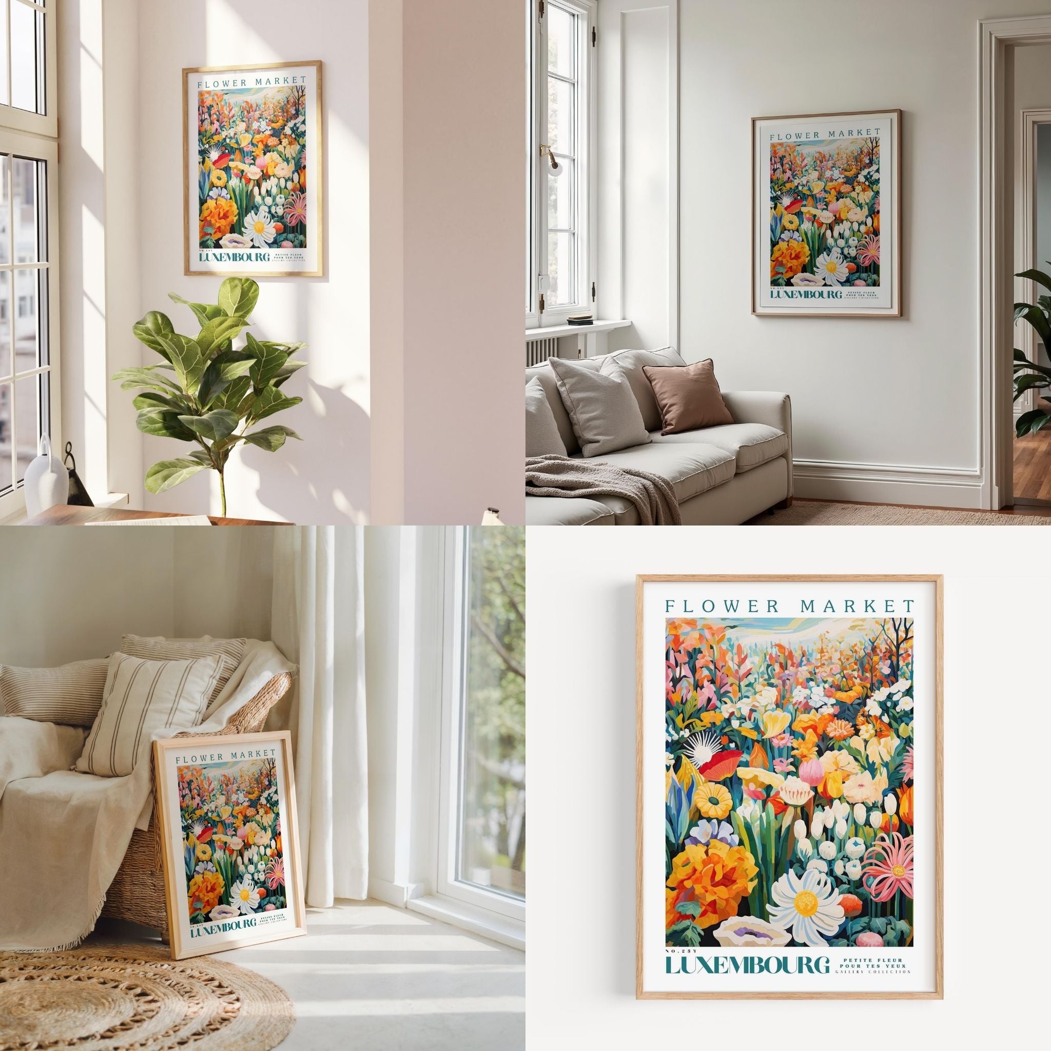 a living room filled with furniture and flowers