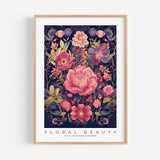 a framed poster with a floral design on it