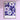 a purple and white poster hanging on a wall