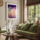 a living room filled with furniture and a painting on the wall