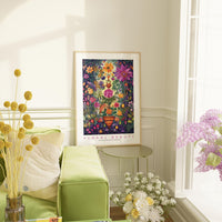 a living room filled with furniture and flowers