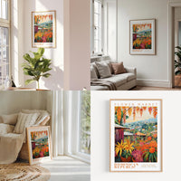 a living room filled with furniture and a painting