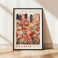 a picture of a flower market poster hanging on a wall