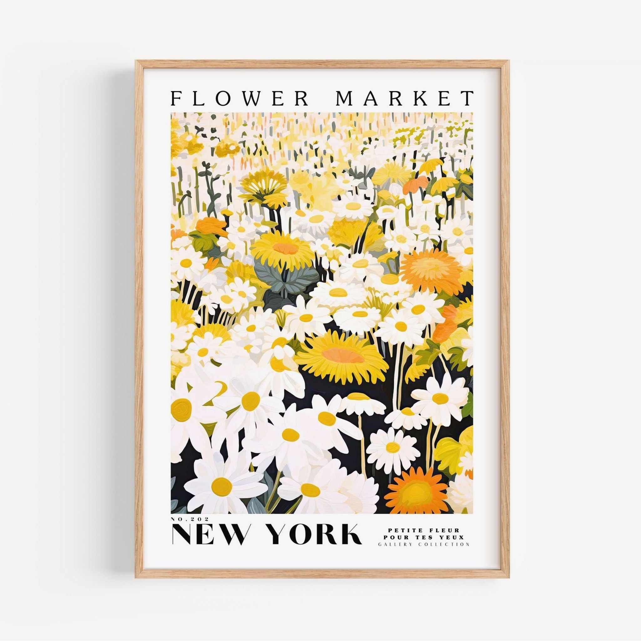 a poster of a flower market with daisies and daisies