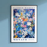 a flower market poster hanging on a wall
