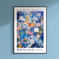 a flower market poster hanging on a wall