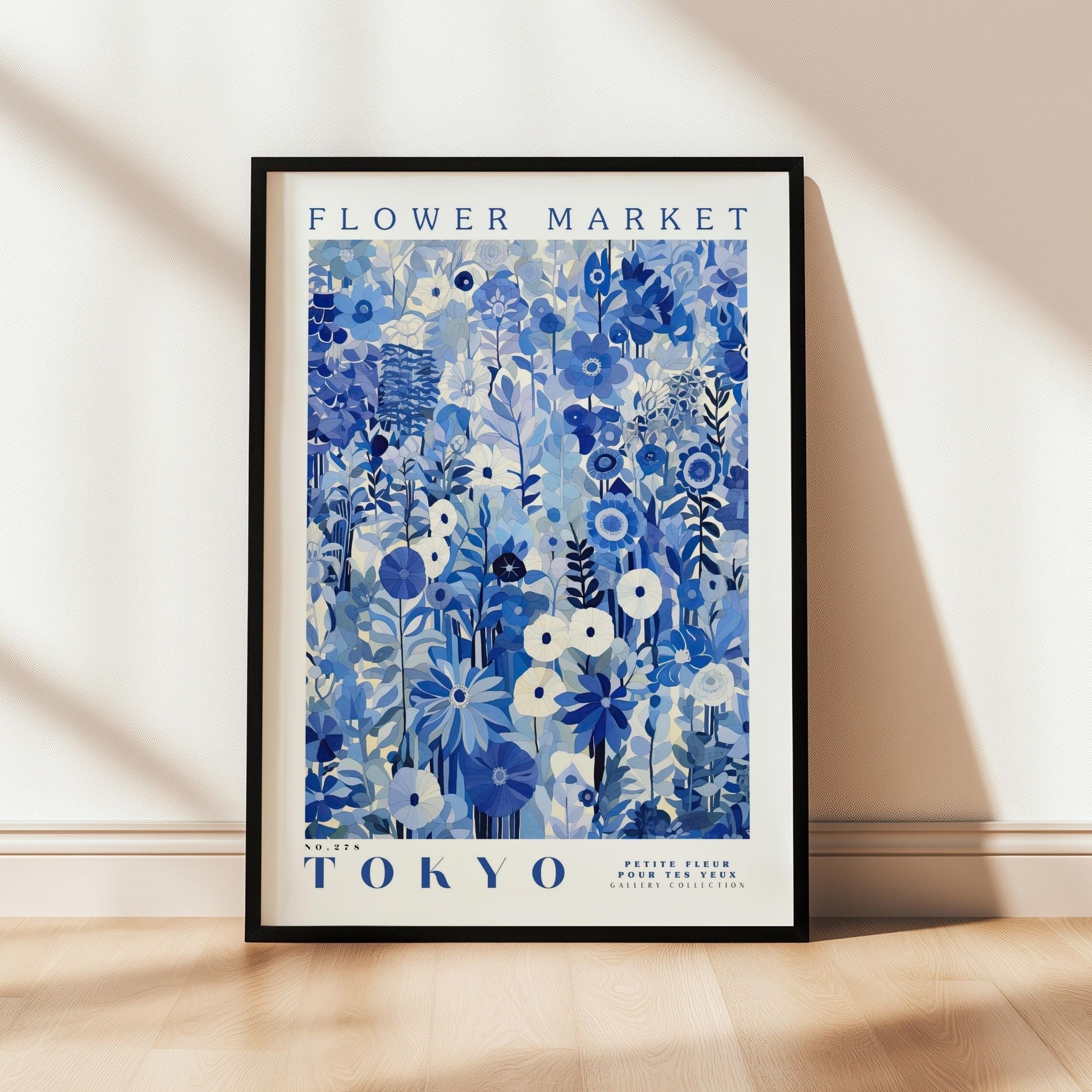 a picture of a flower market poster hanging on a wall