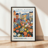 a picture of a flower market in amsterdam