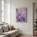 a living room with a couch and a painting on the wall
