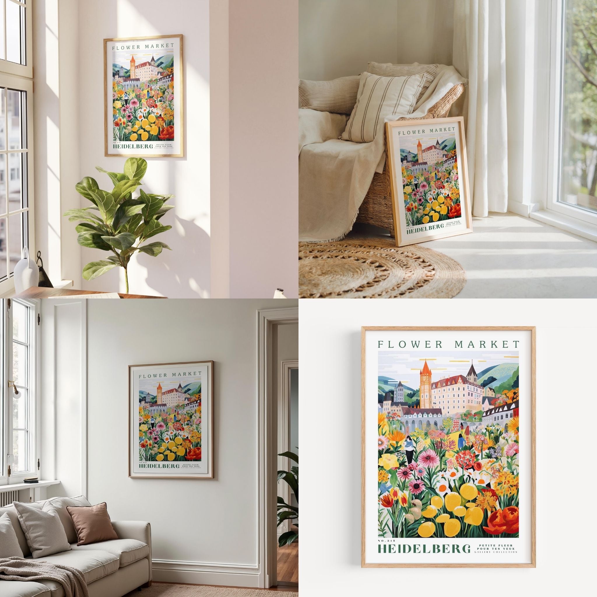 a living room filled with furniture and flowers