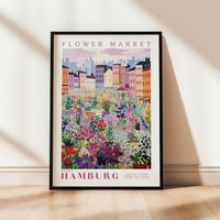 a picture of a flower market in a frame