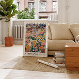 a living room filled with furniture and a painting on the wall