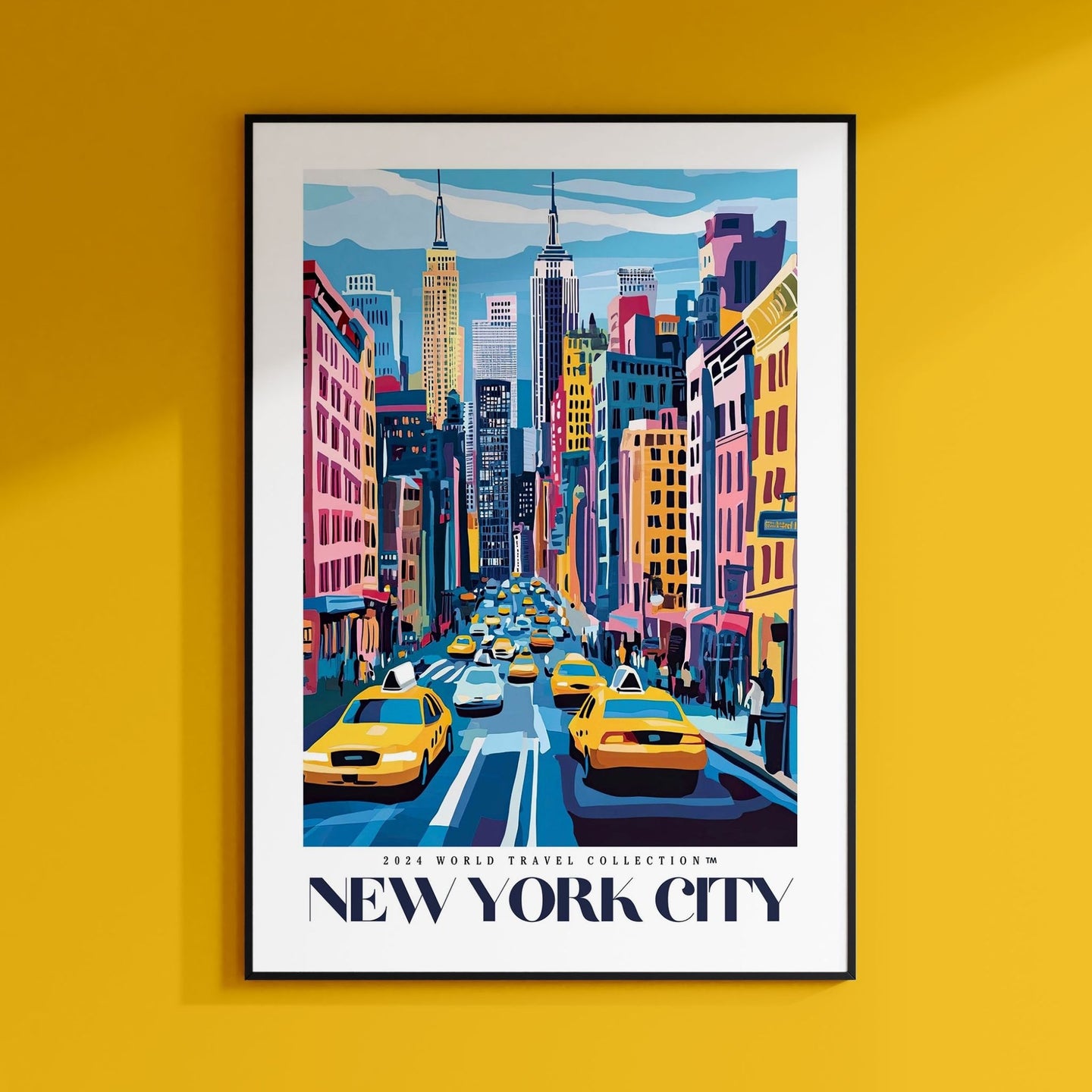 a picture of a yellow taxi cab on a city street