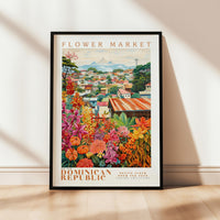 a picture of a flower market in a frame