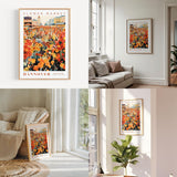 a living room filled with furniture and a painting