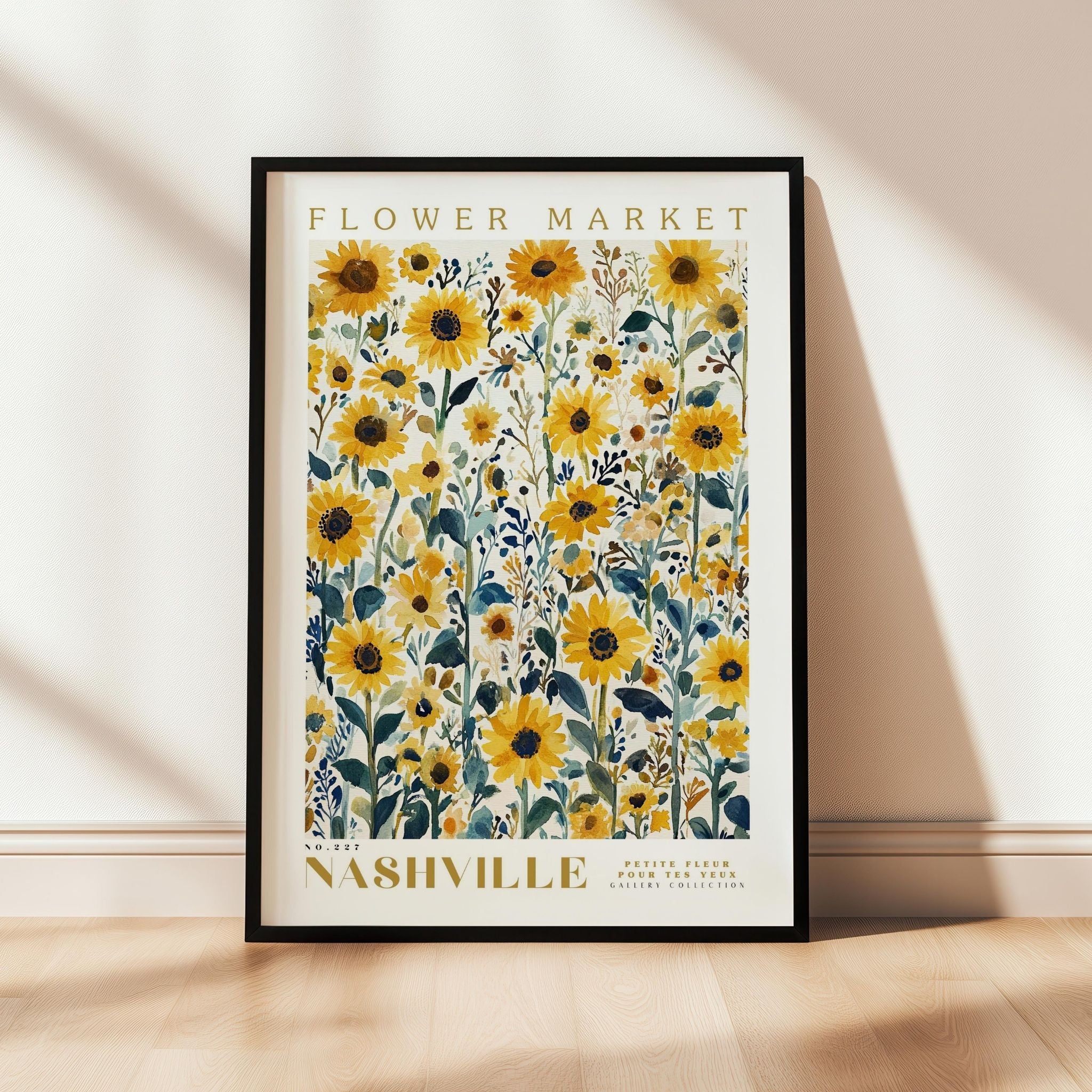 a picture of a flower market poster on a wall