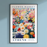 a flower market poster hanging on a wall