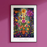 a picture of a vase of flowers on a pink wall