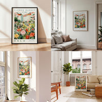a living room filled with furniture and flowers