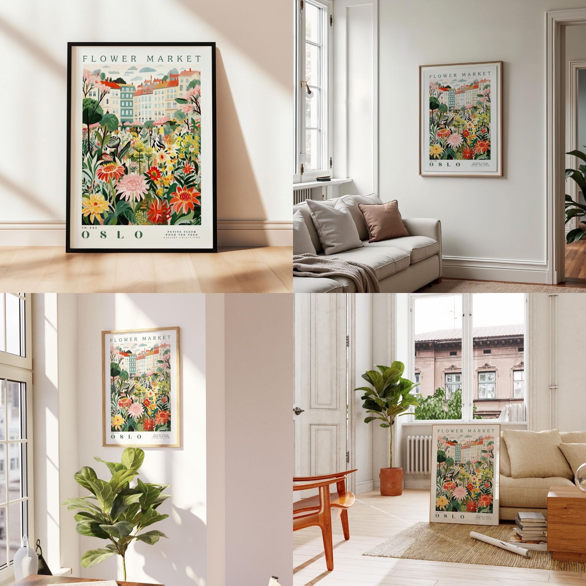 a living room filled with furniture and flowers