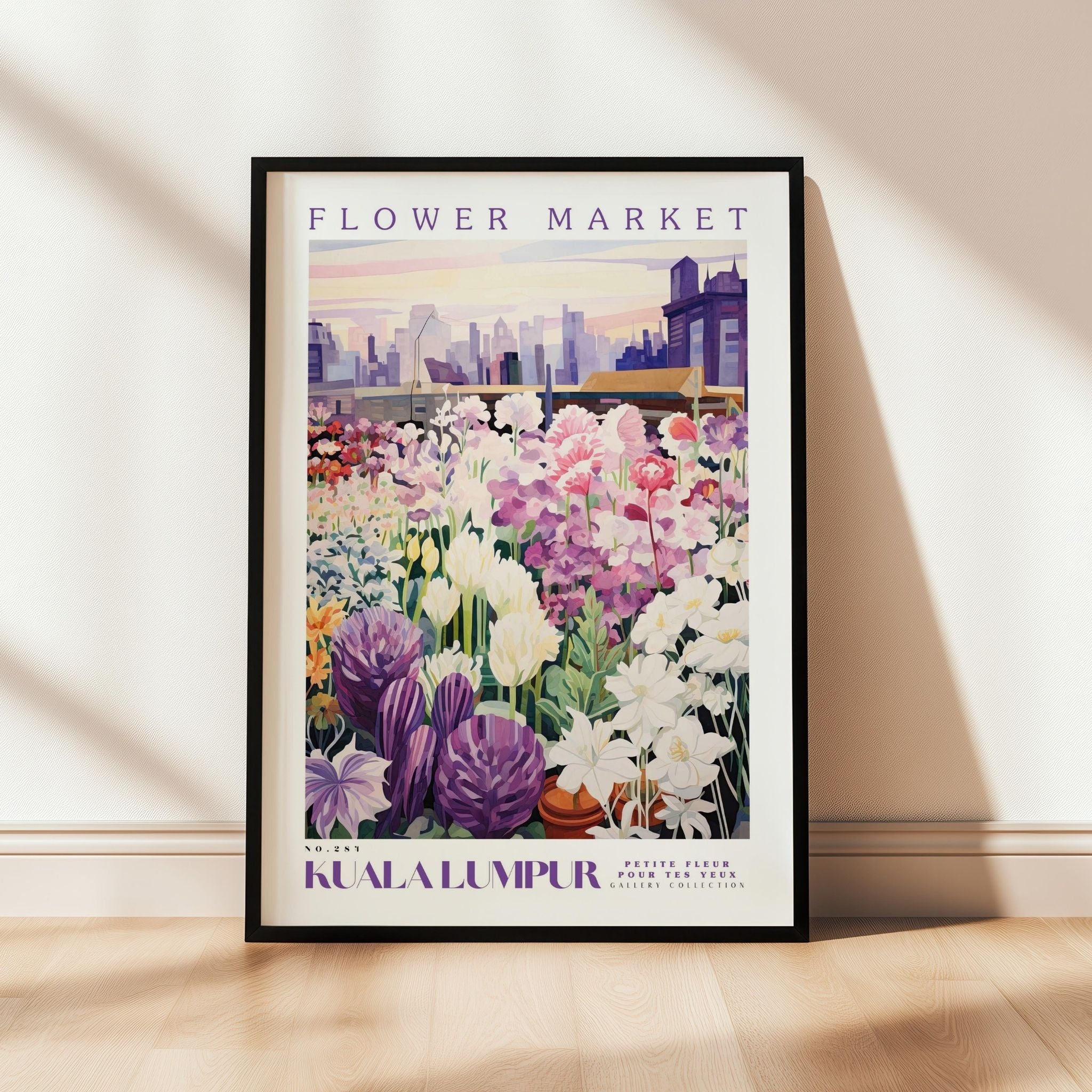 a picture of a flower market in a frame