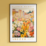 a picture of a flower market on a wall