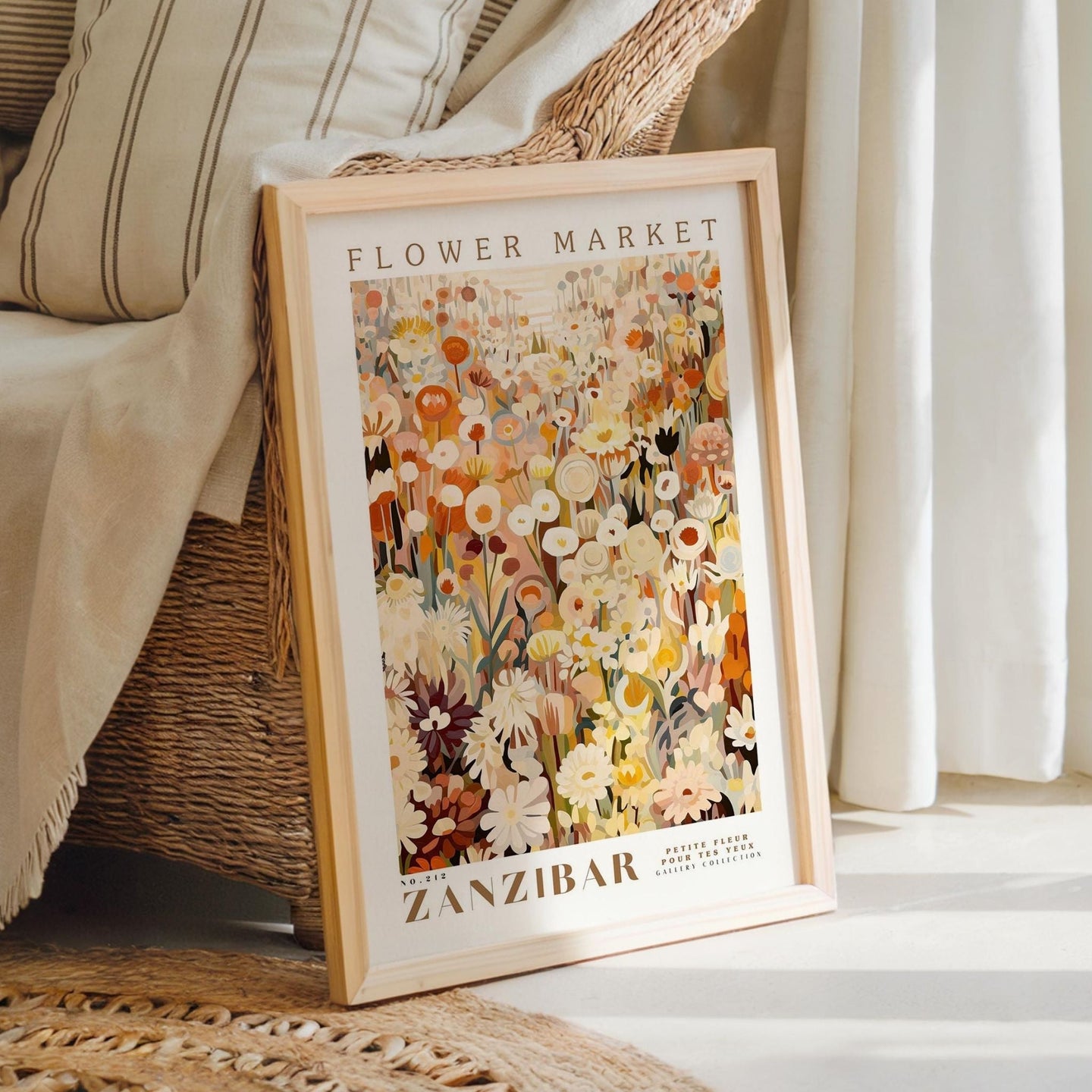 a picture of a flower market in a frame