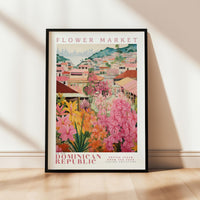 a picture of a flower market in a frame