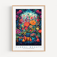 a painting of flowers and vases on a white wall