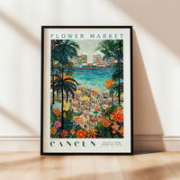 a picture of a flower market on a wall