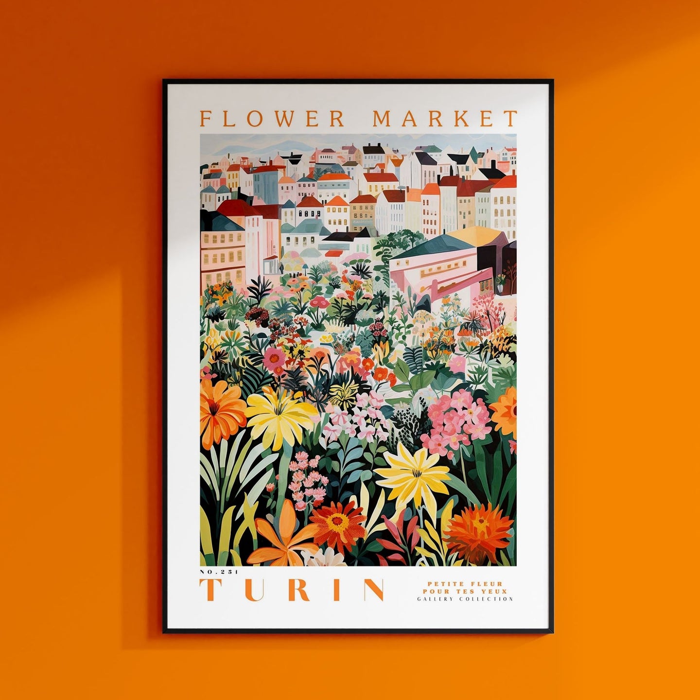 a picture of a flower market on a wall