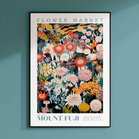 a flower market poster hanging on a wall