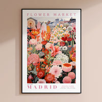 a flower market poster hanging on a wall
