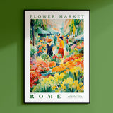 a painting of people in a flower market