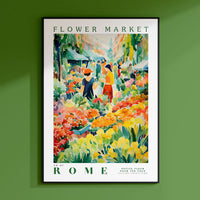 a painting of people in a flower market