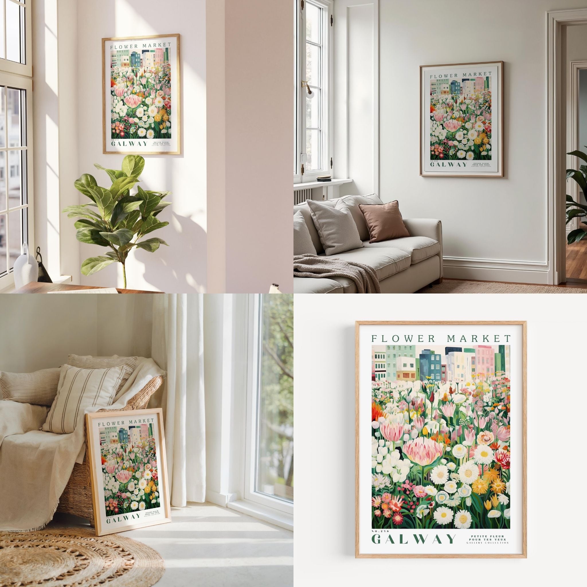 a living room filled with furniture and flowers
