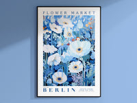 Berlin Flower Market Poster, Berlin Flower Painting Print, Floral Wall Art, Colorful Wall Art Abstract, Nature Abstract Print, Light Blue